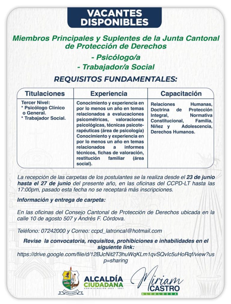 ALCALDÍA CIUDADANA – CONSEJO CANTONAL DE PROTECCIÓN DE DERECHOS