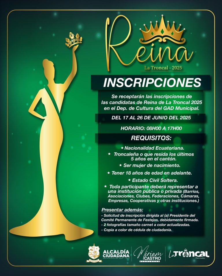 ALCALDÍA CIUDADANA – REQUISITOS REINA DE LA TRONCAL 2025